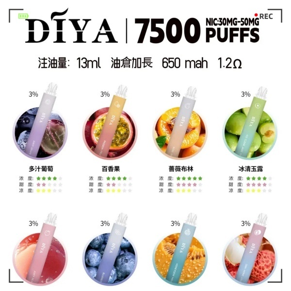 DIYA拋棄式 7500口 DIYA 一次性電子煙/ilia電子煙台灣現貨#日期10/29